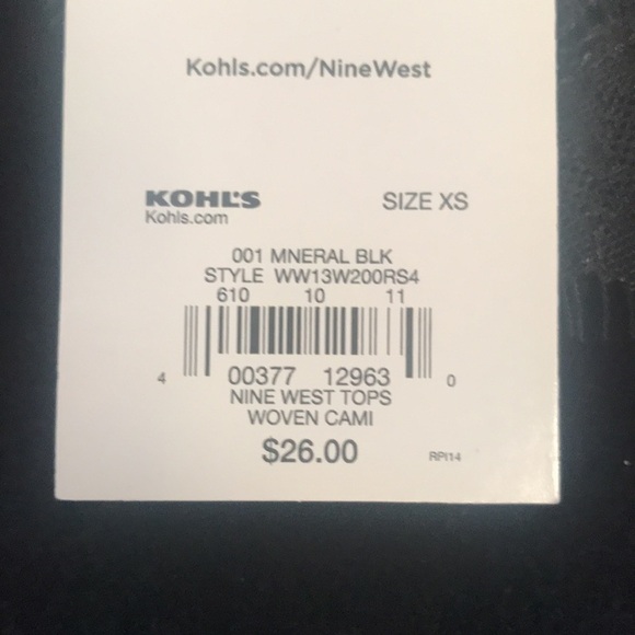 NWT Nine West black lace neck cami size XS - Picture 5 of 7